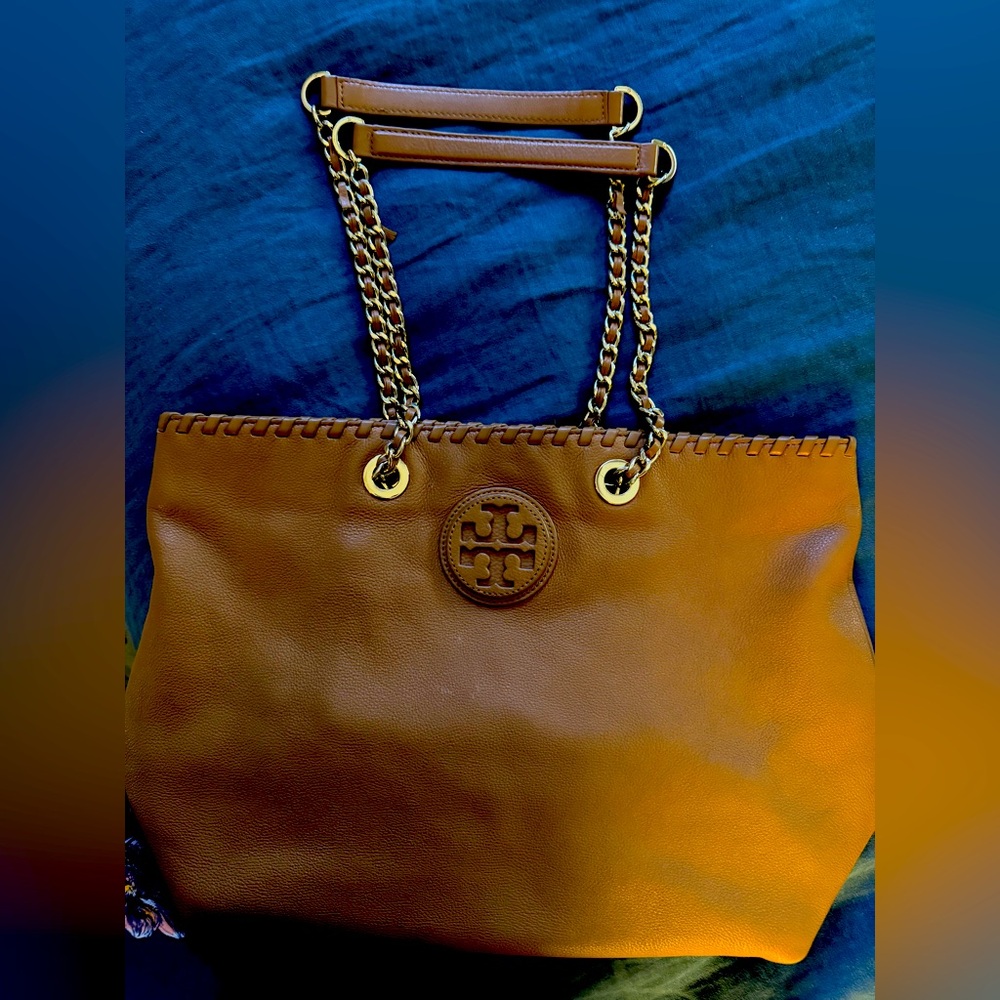 Tory Burch Brown Pebbled Leather Tote